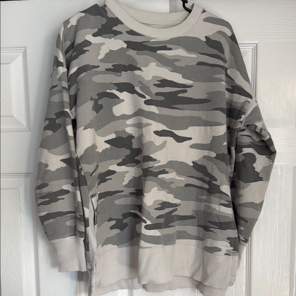 Women’s Gray Camo Crewneck Sweater